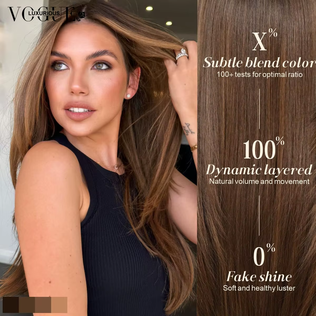 LUX VOGUE – perruque de plage couleur Balayage marron chocolat