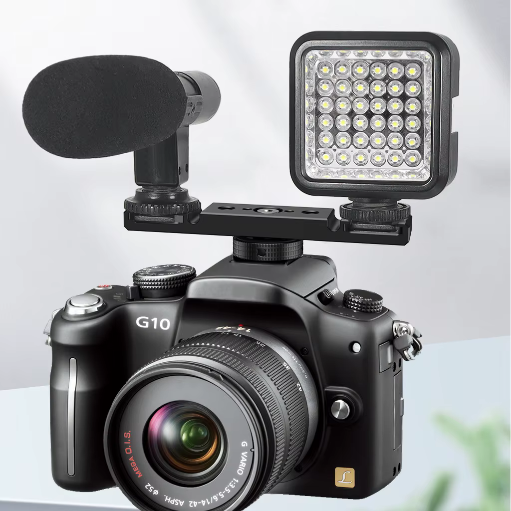 Support de barre d'extension de lumière à double chaussure froide pour Gopro Insta360 appareil photo reflex numérique Microphone support de lumière vidéo support de trépied Vlog