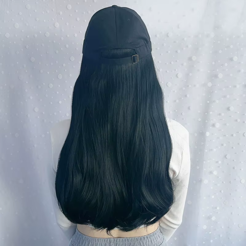 Perruque noire longue et grande vague pour femme