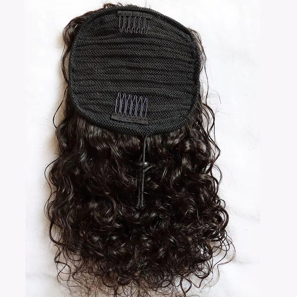 Extensions de cheveux humains dessiner des queues de cheval Jerry Afro crépus bouclés vierge pince