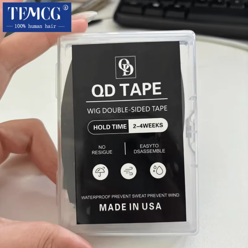 36 pièces 7.6 cm * 2.2 cm noir XD ruban double face avec trous dentelle avant perruque bande arc