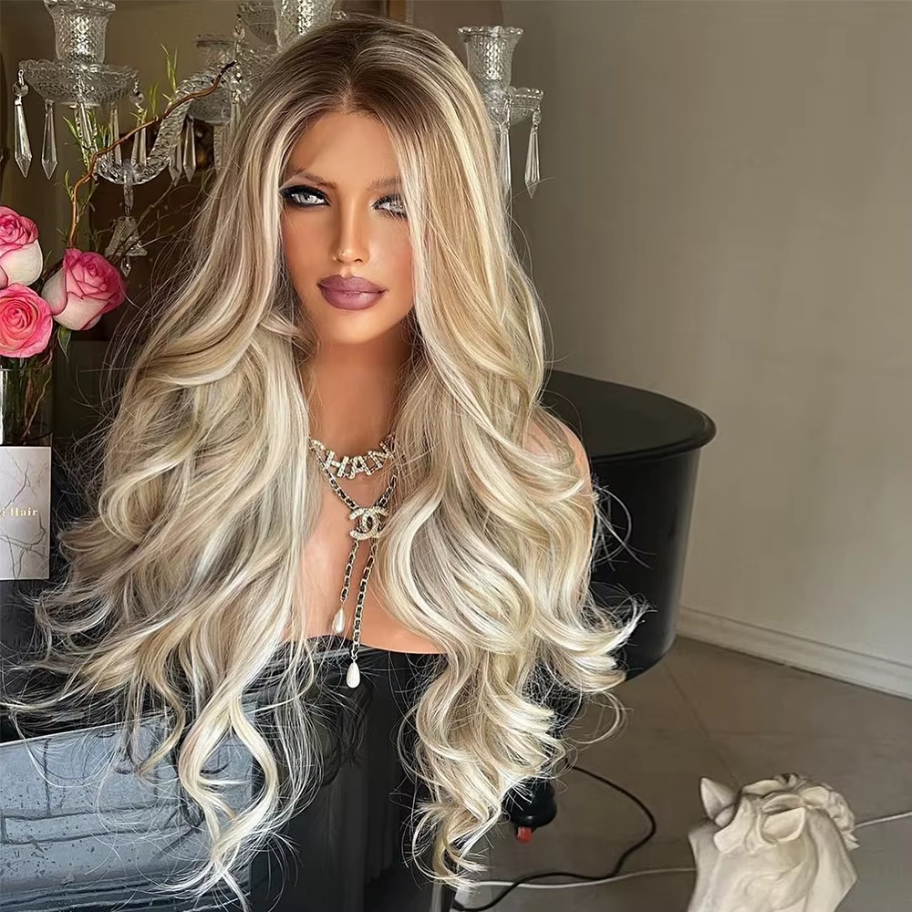 Perruque Lace Front Wig synthétique ondulée de luxe pour femmes