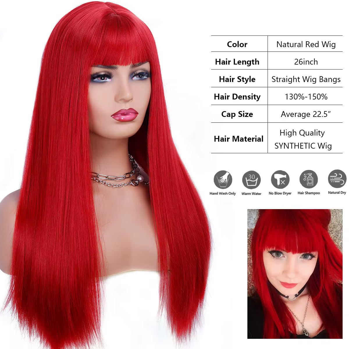 Perruque synthétique 26 pouces la plus vendue pour cheveux longs et raides