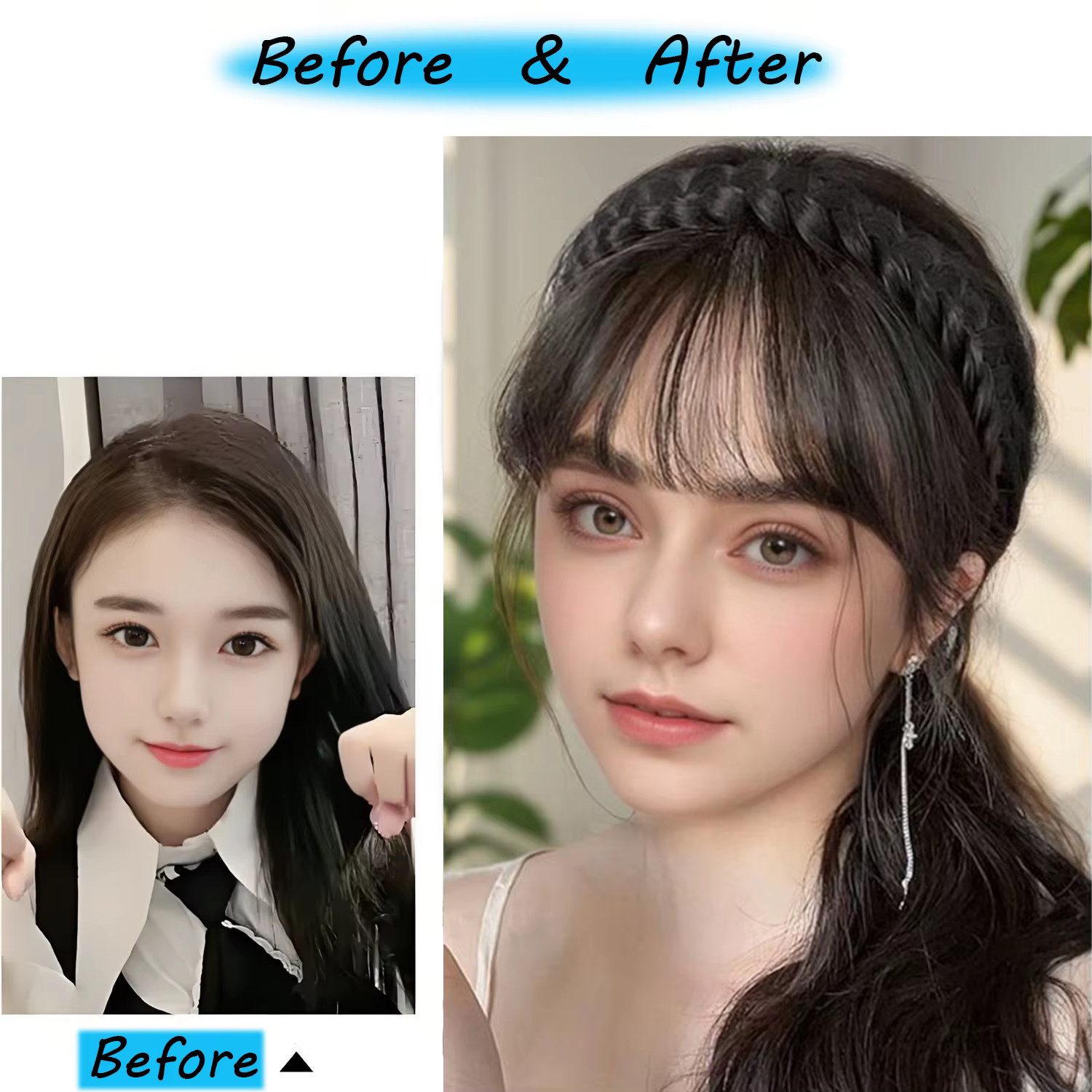 Frange de cheveux avec bandeau tressé