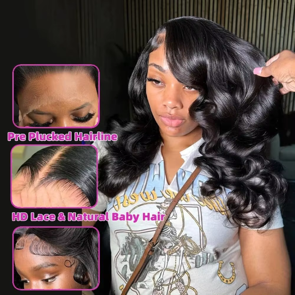 Perruque de cheveux humains Body Wave densité 200