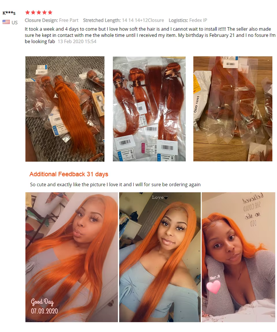 Mèches Brésiliennes Naturelles Remy Lisses Rose
