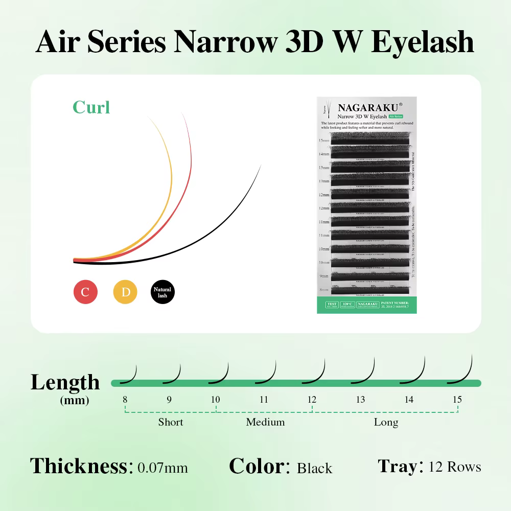 Extensions de cils pré-fabriquées NAGARAKU en forme de V, étroites, 2D 3D 4D 5D W, aspect naturel, doux, petits éventails, effet volumineux et moelleux, en maille