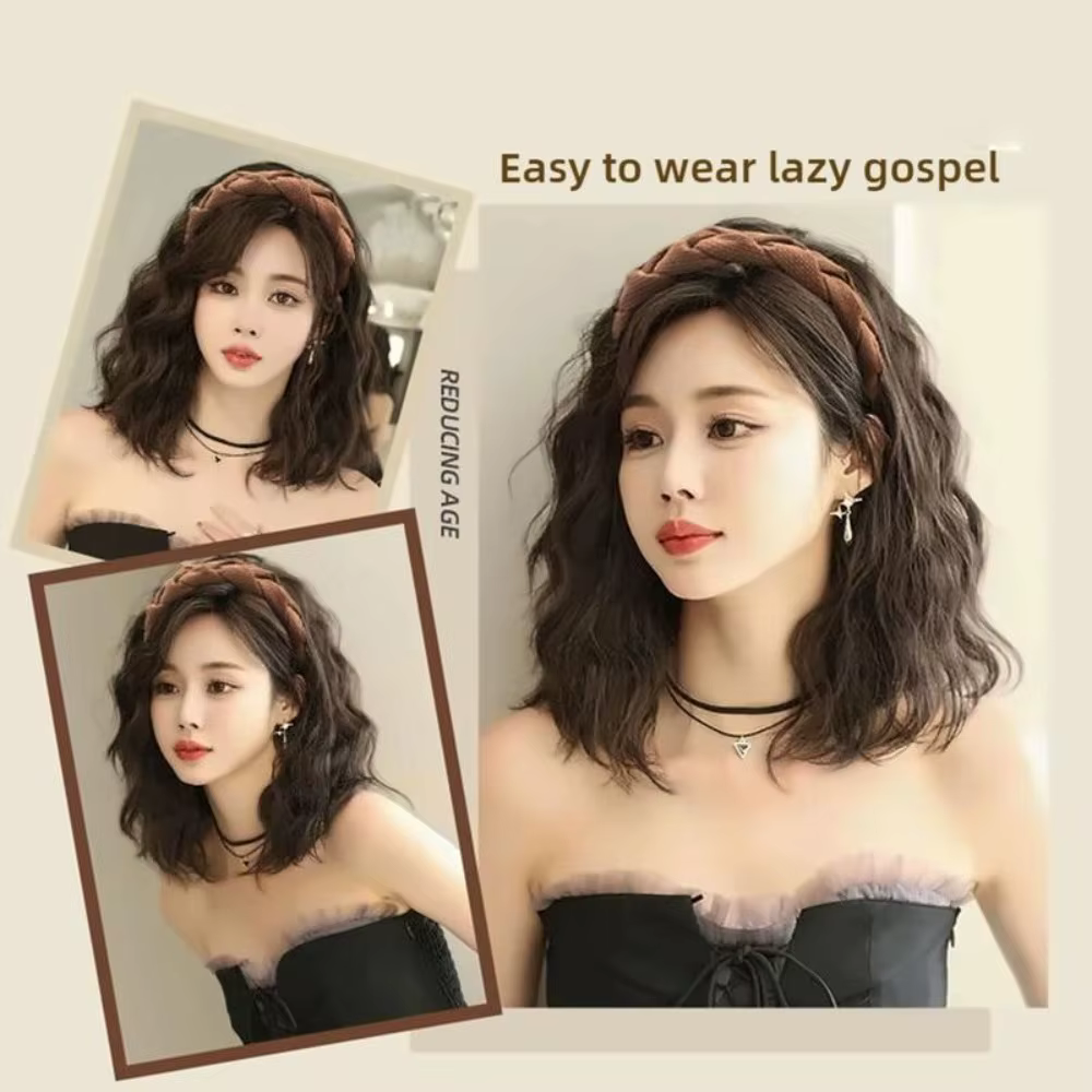 Mignon Long ondulé bouclés bandeau en forme de U naturel perruque pince Extension de cheveux fausse demi