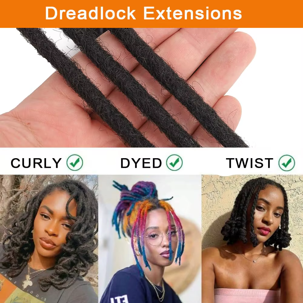 Extensions de cheveux humains dreadlocks faites à la main 6-20 pouces