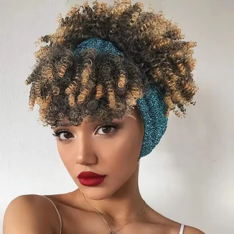 Perruque Afro Bouffante avec Frange pour Femme Noire