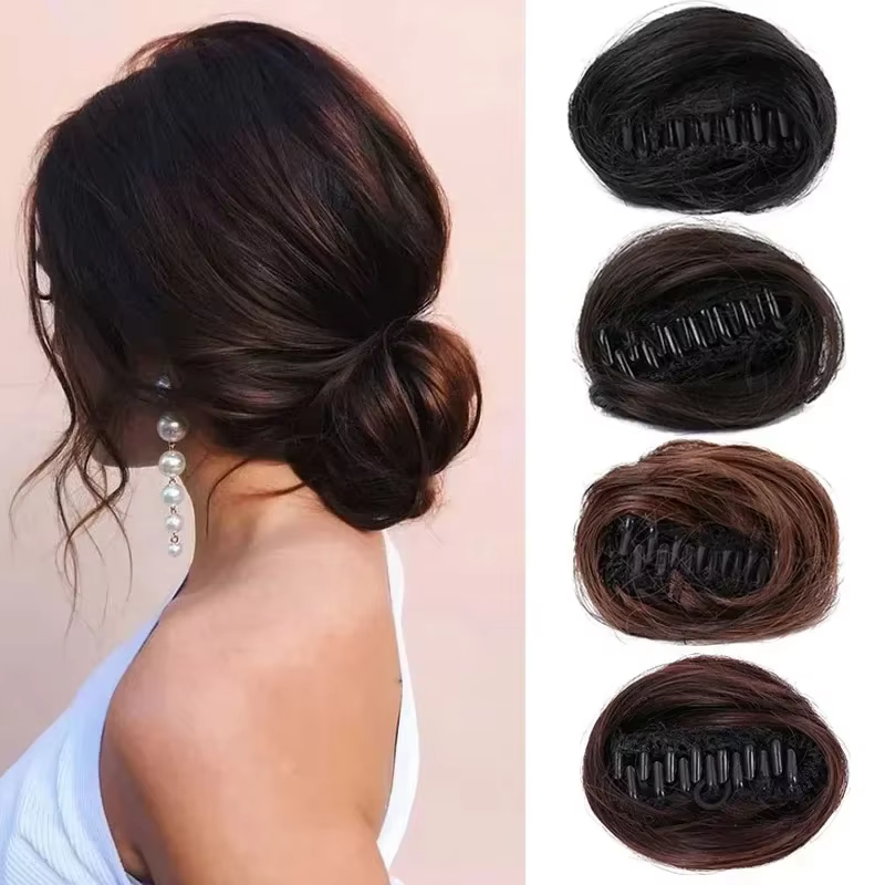 Pince à cheveux synthétique pour chignon pour femmes et filles