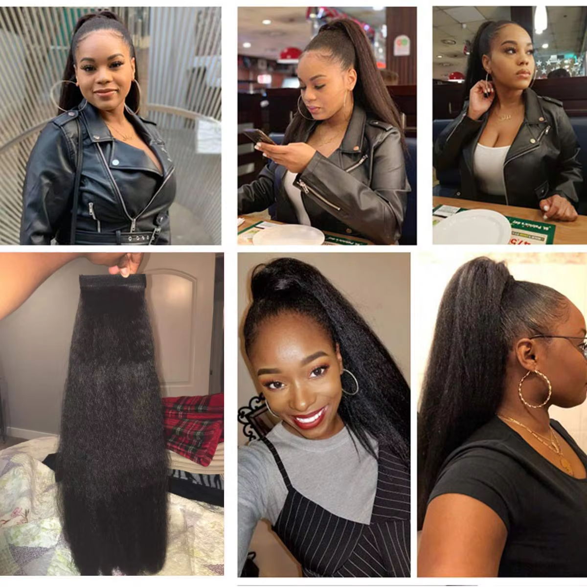 Extension de queue de cheval synthétique longue et crépue pour femmes noires