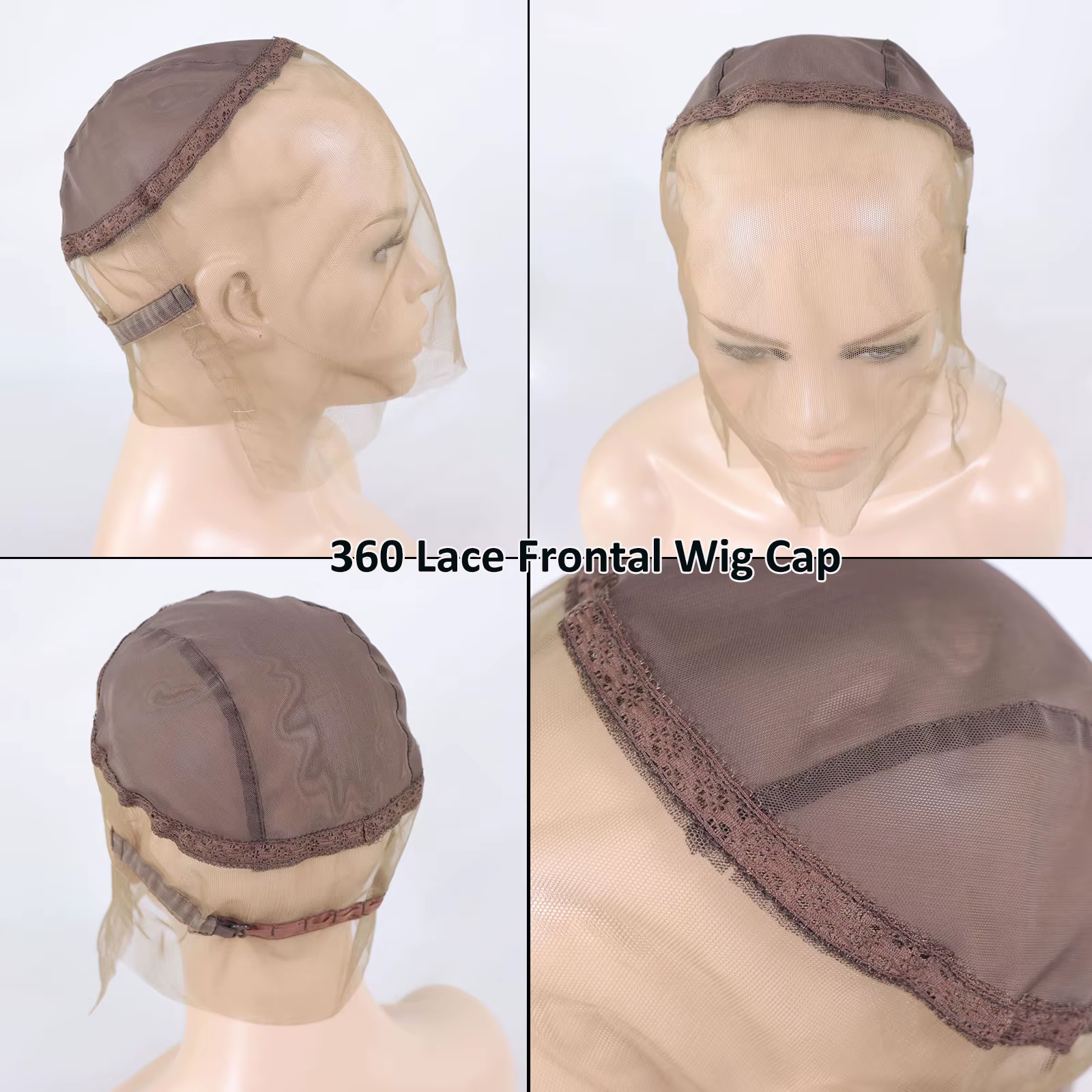 Bonnet de perruque Full Lace Transparent Suisse 360, Bonnets de perruque pour perruques exécutives, Filet de tissage en dentelle sans colle, Accessoires de casquette, 13x6