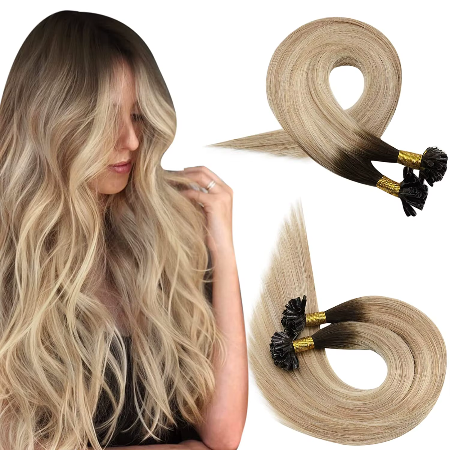 Moresoo-Extensions de cheveux en U pour femmes