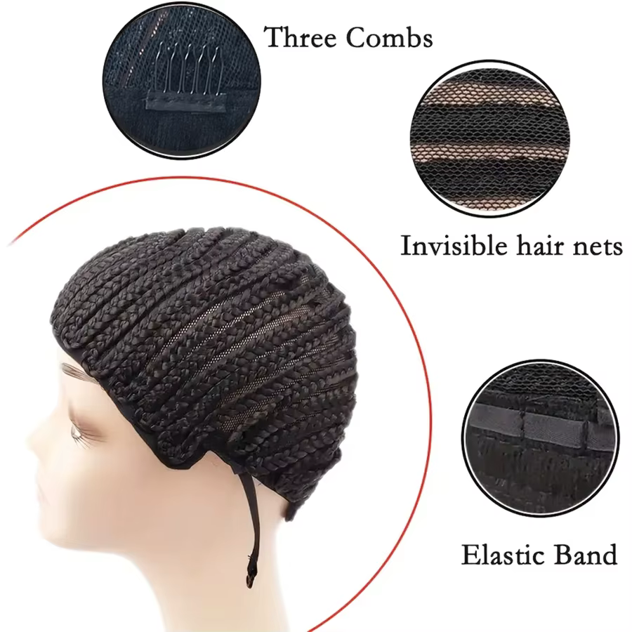 Bonnet de perruque tressé en cheveux au crochet