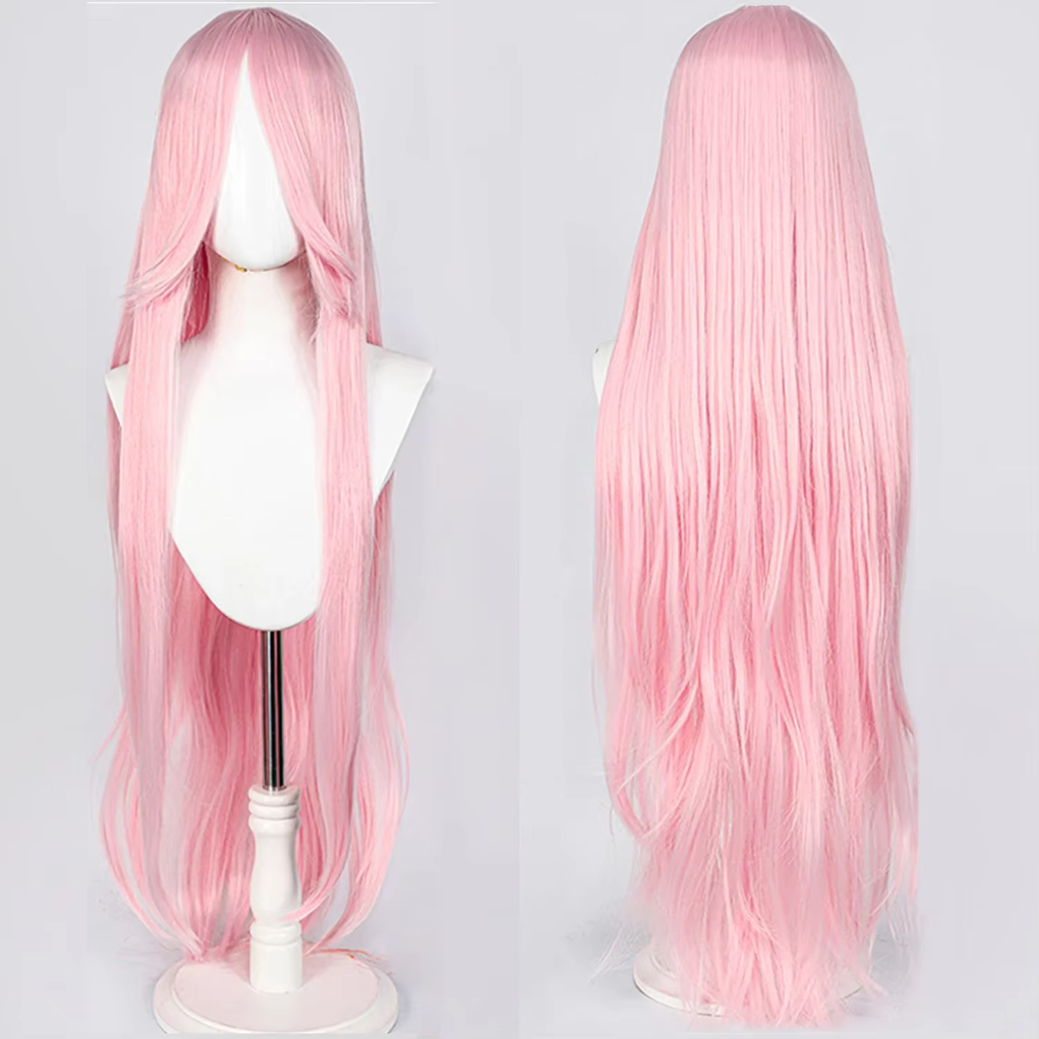 Perruque de Cosplay synthétique longue et lisse de 100CM avec frange