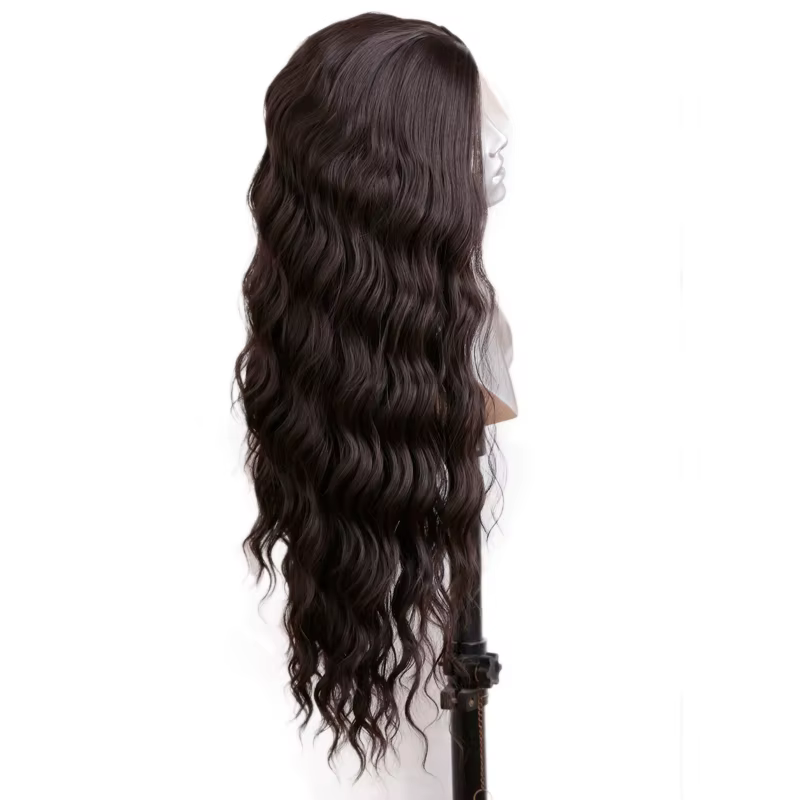Perruque Lace Front Wig synthétique ondulée brune 13x4