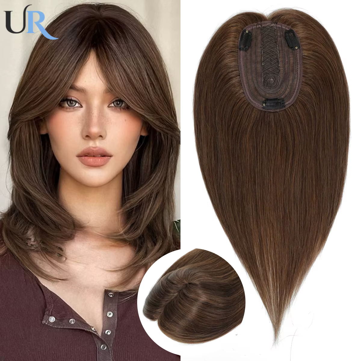 Topper de cheveux humains pour femmes