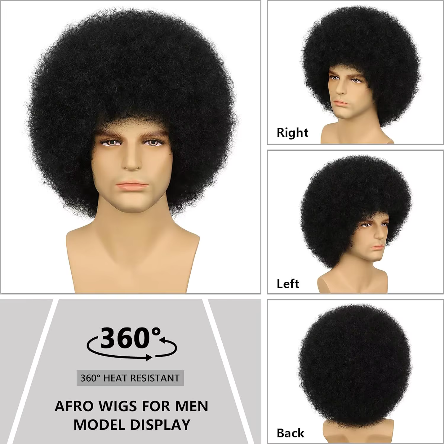 Perruques synthétiques Afro Rock Punk des années 70