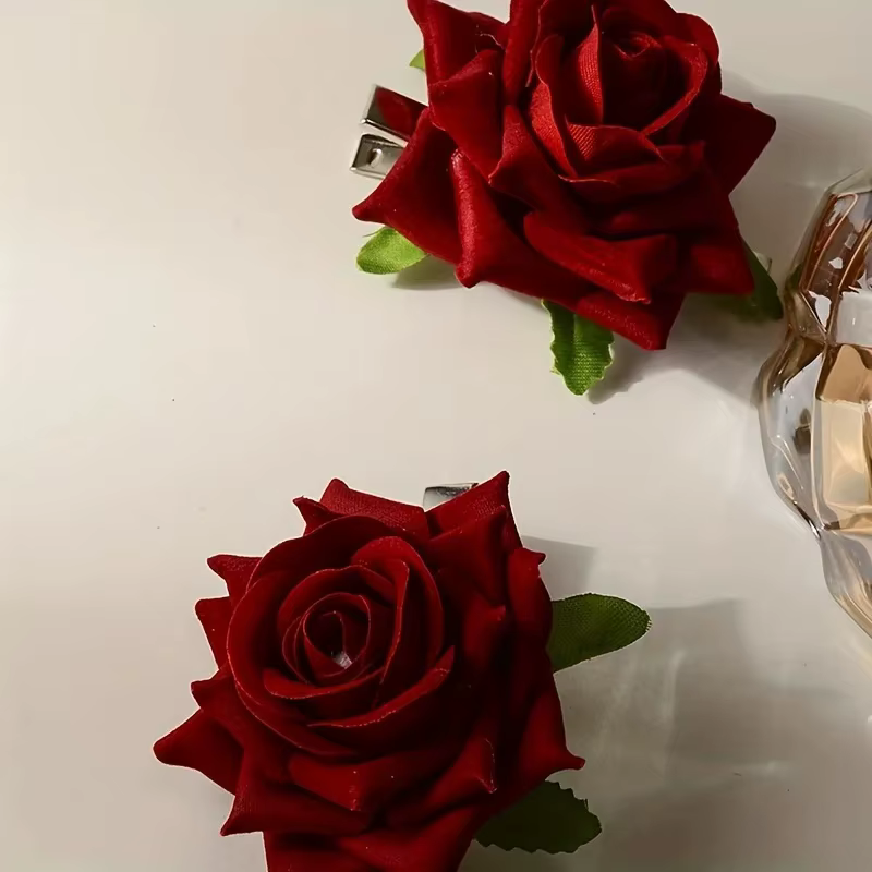 3 Pinces à Cheveux Décoratives Élégantes à Fleurs Roses
