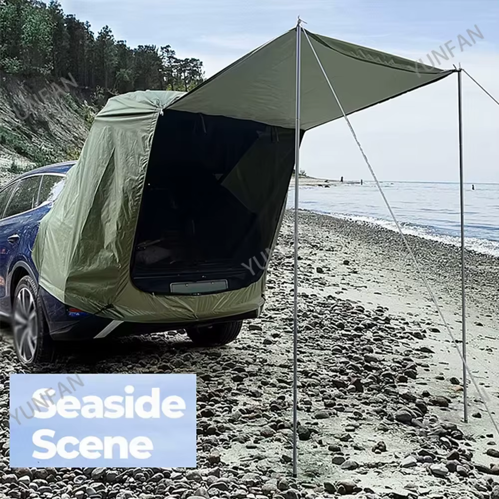Tente d'extension arrière de voiture résistante au soleil et à la pluie avec auvent, tente de camping et pique-nique extérieure pour SUV