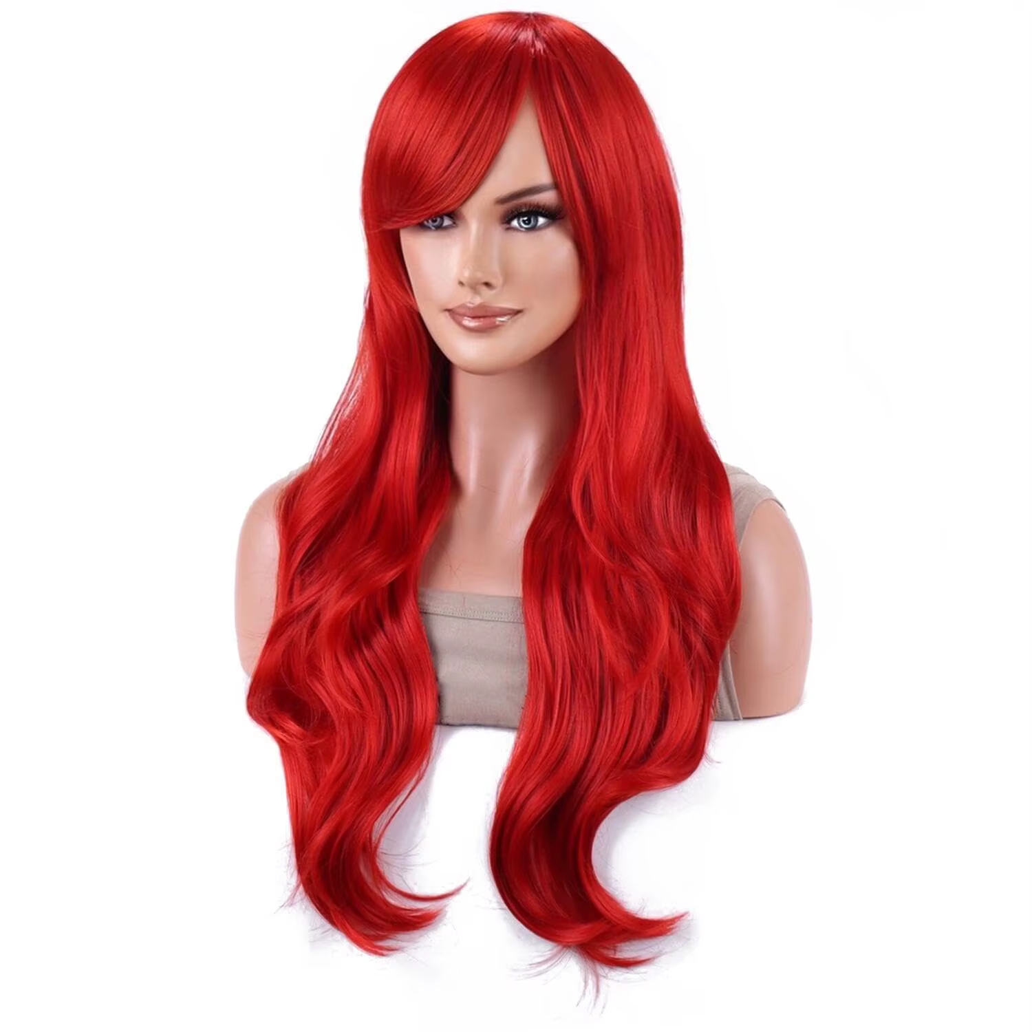 Probeauty perruque sirène synthétique longue rouge bouclée vague de corps