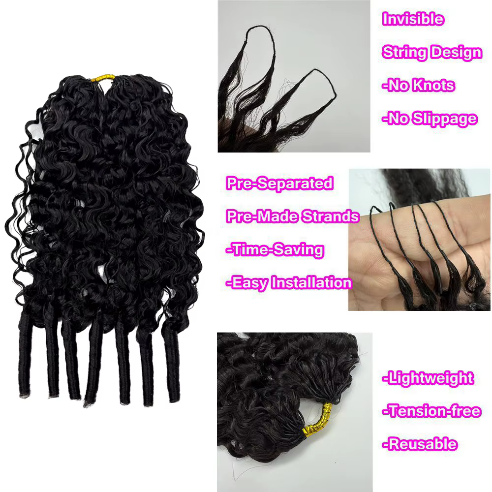 Extensions de cheveux humains au crochet effet plume