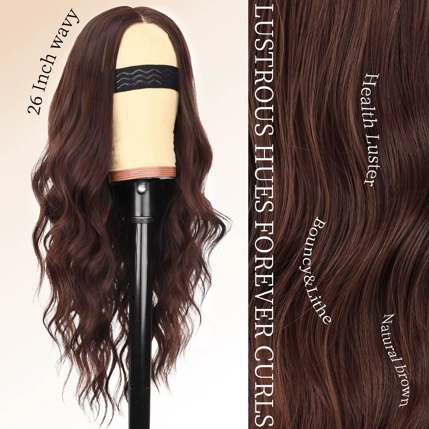 Perruque brune rougeâtre pour femme