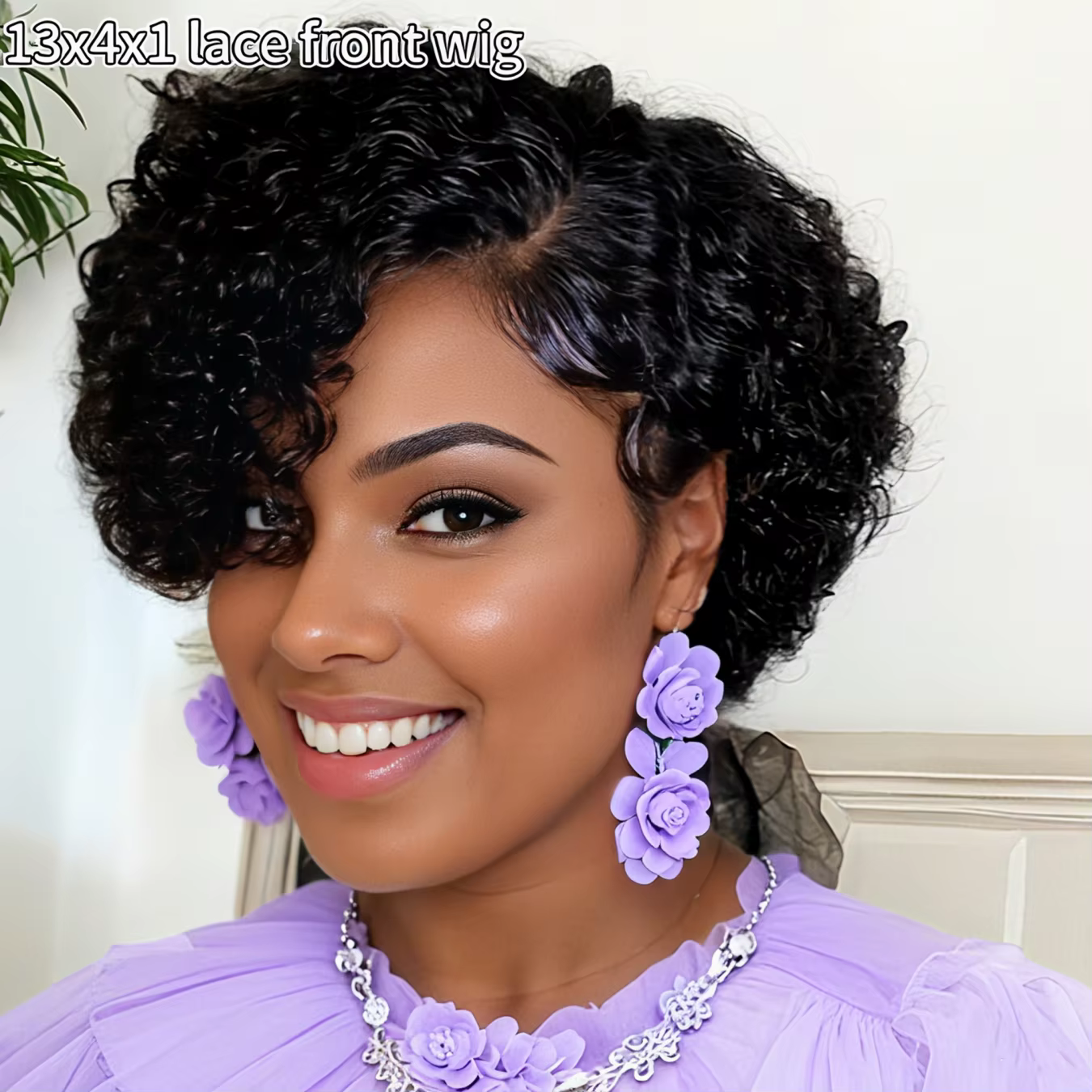 Perruque coupe lutin cheveux humains vague d'eau