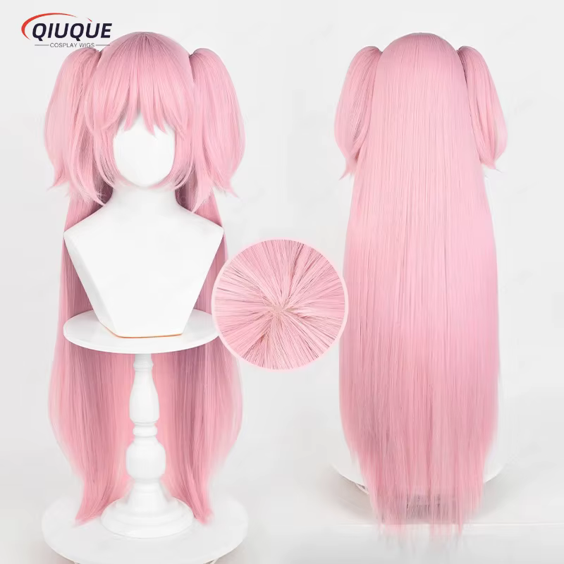 Kaname Madoka cosplay a 2 styles de perruque queue de cheval rose cheveux synthétiques résistants à la chaleur