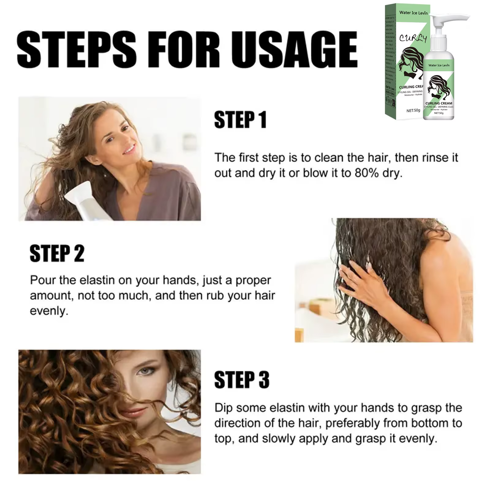 Crème hydratante pour cheveux bouclés