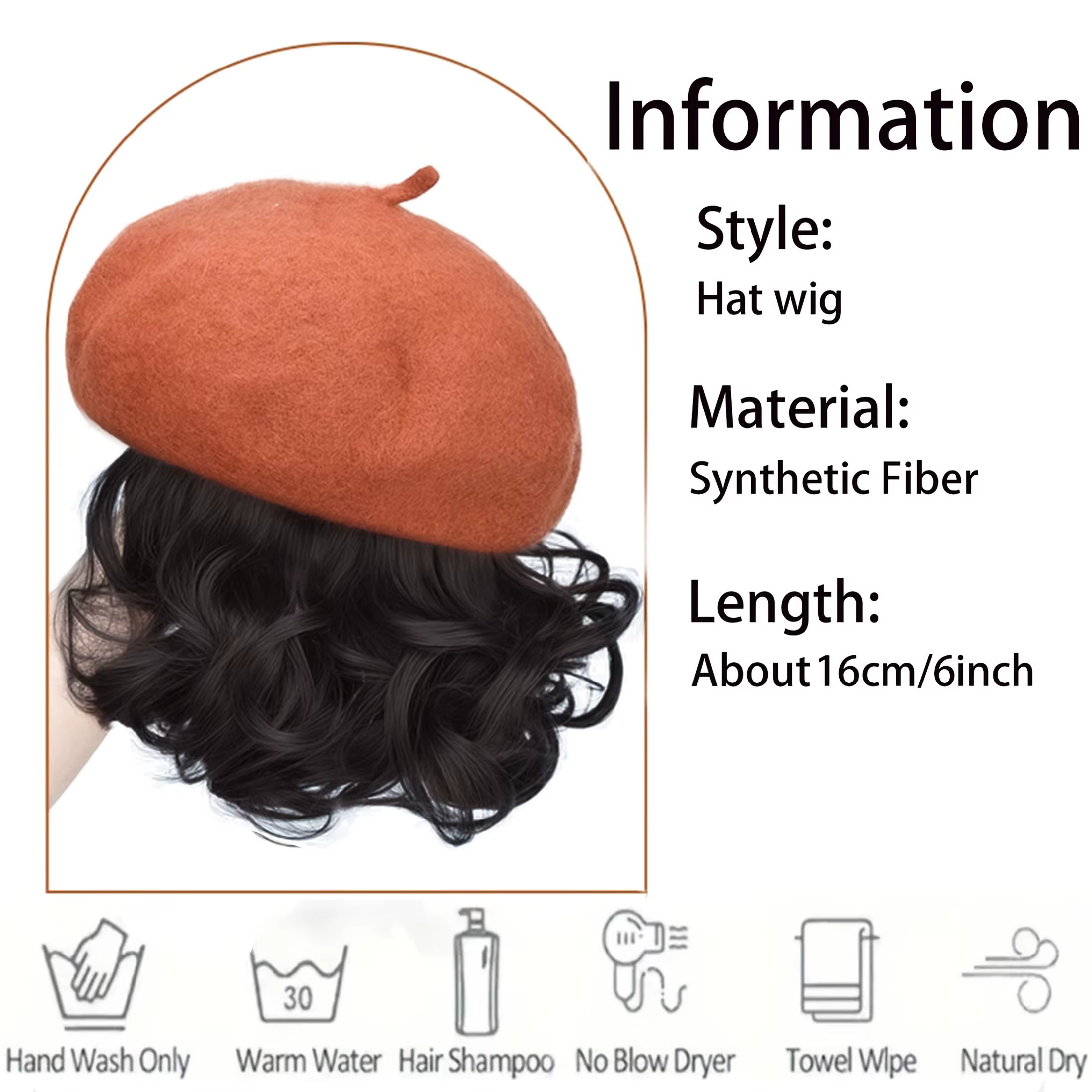 Perruque élégante pour femme avec chapeau béret et cheveux synthétiques courts bouclés - Polyvalente pour un usage