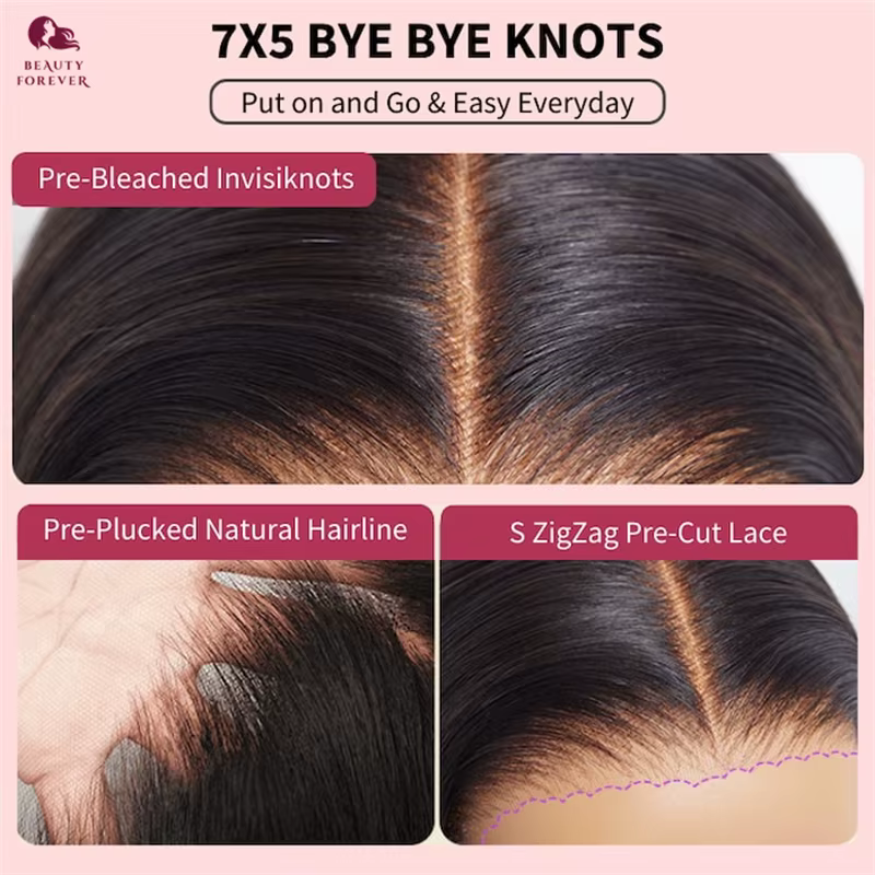 Perruque sans colle Beauty Forever Bye Bye Slip Balayage Brown en cheveux humains 100% brésiliens