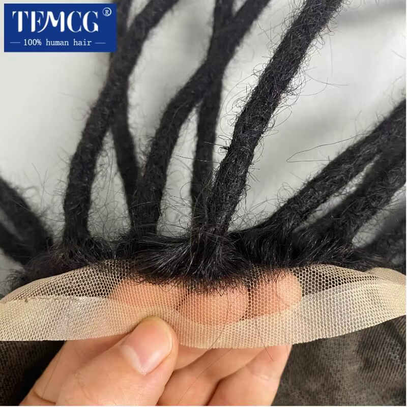 Perruque toupet en dentelle complète pour hommes noirs