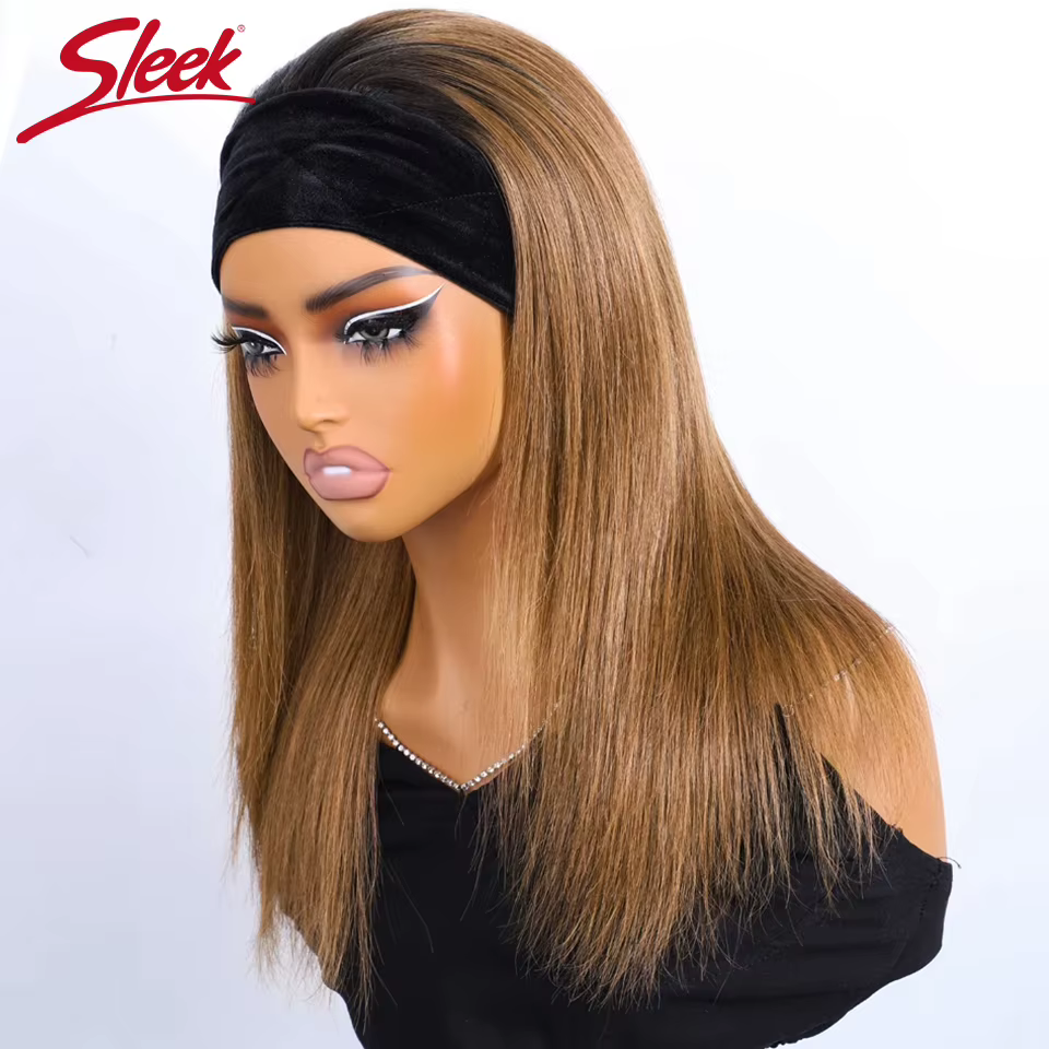 Élégant automne marron 1B/30 bandeau perruque droite perruques de cheveux humains couleur pleine Machine faite