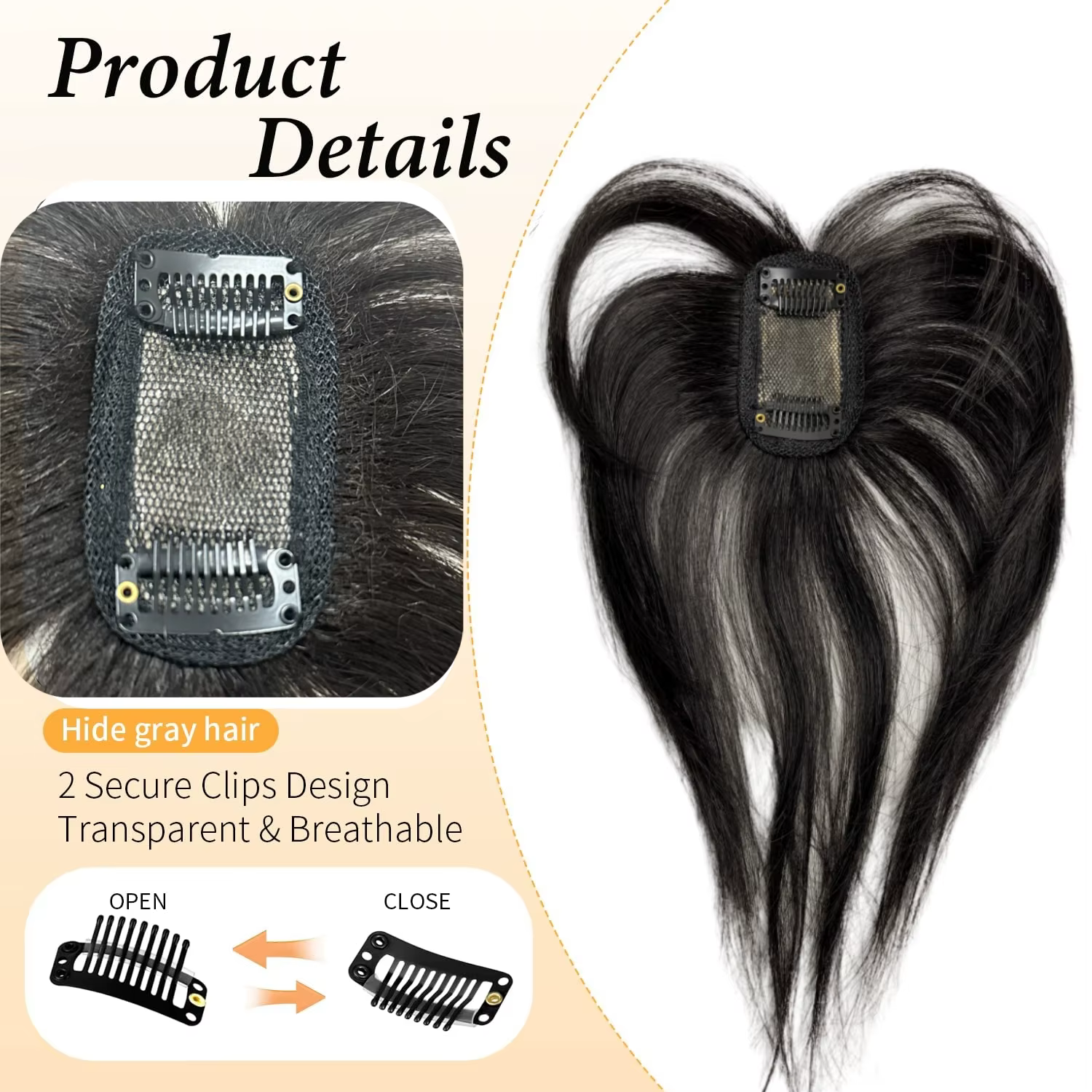 Frange de cheveux humains naturels
