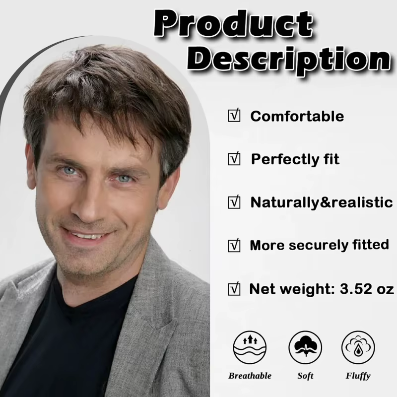 Perruques courtes brunes pour hommes