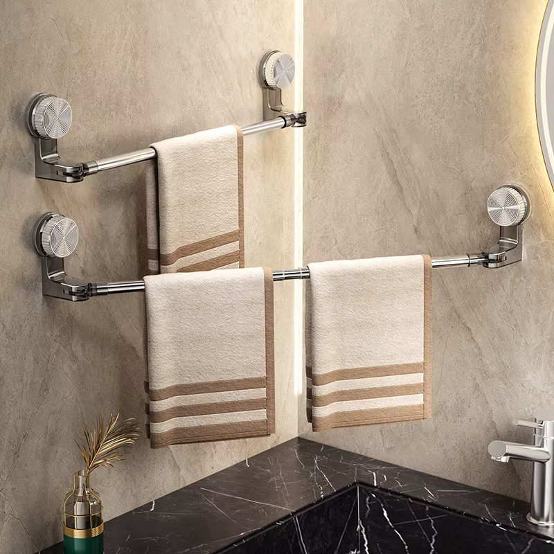 Porte-serviettes rétractable à ventouse, étagère d'angle rotative à ventouse pour serviettes et chaussures, support de rangement mural sans perçage pour salle de bain
