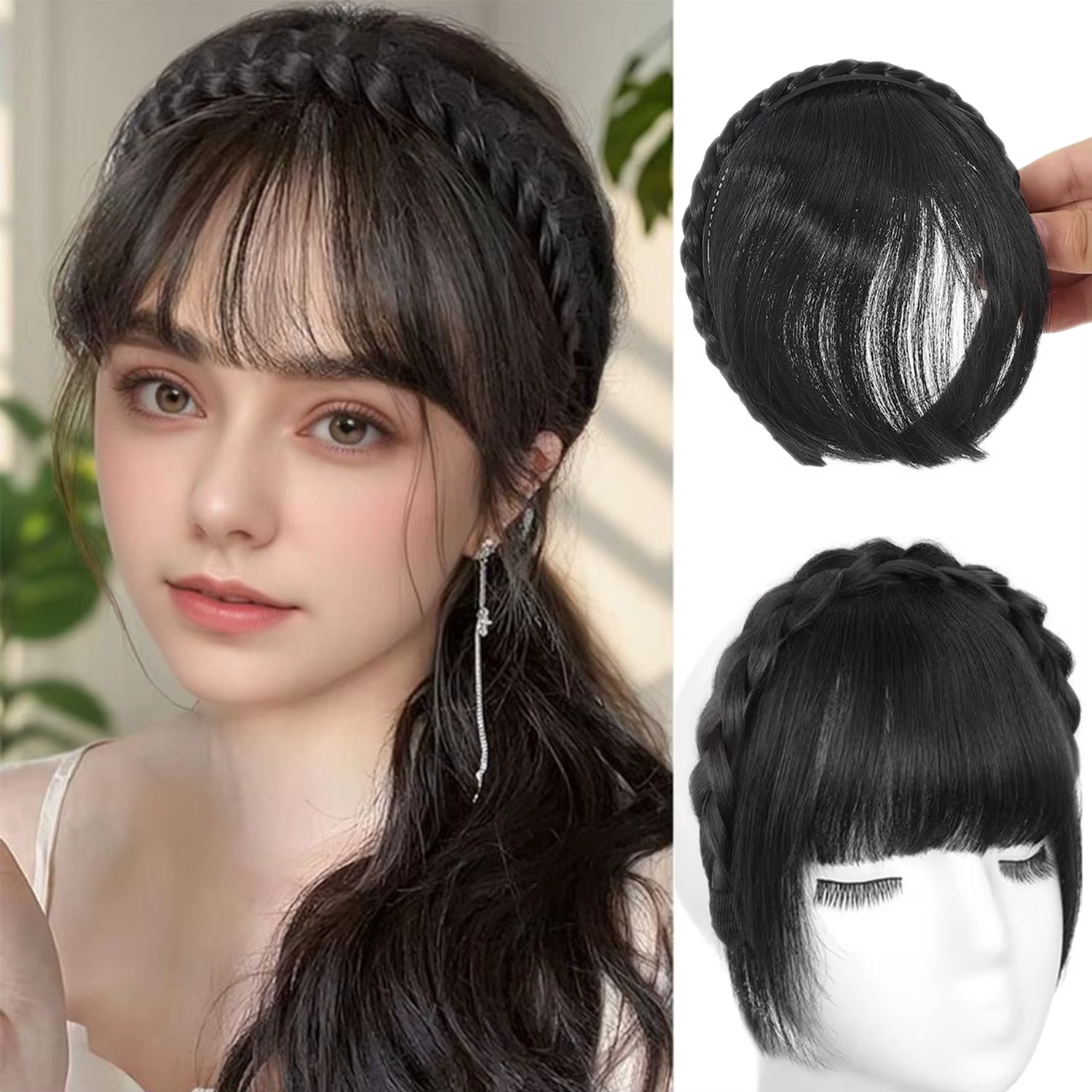 Frange de cheveux avec bandeau tressé