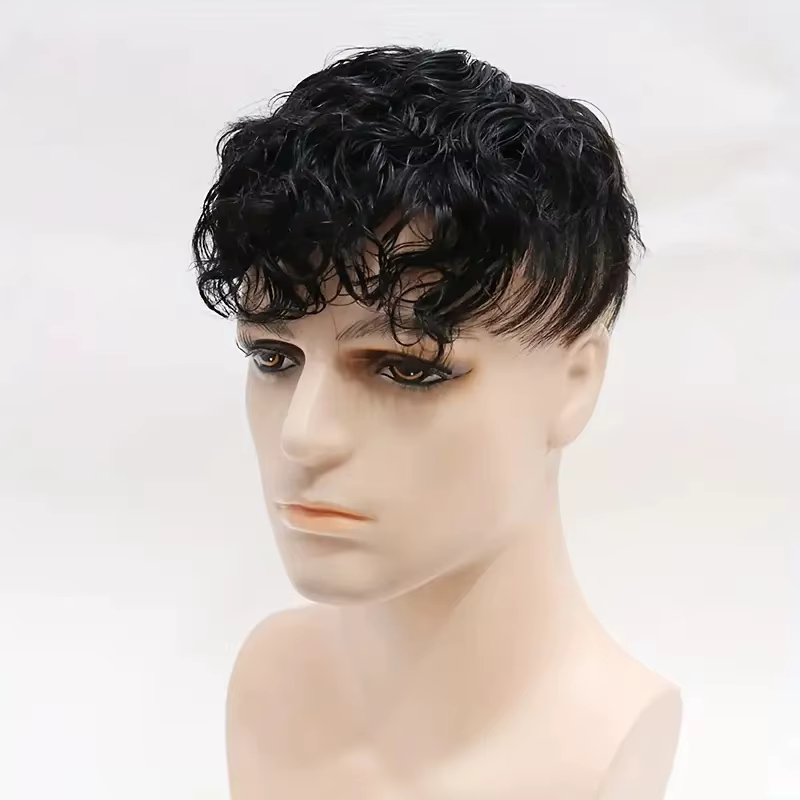 Perruque naturelle courte bouclée pour hommes
