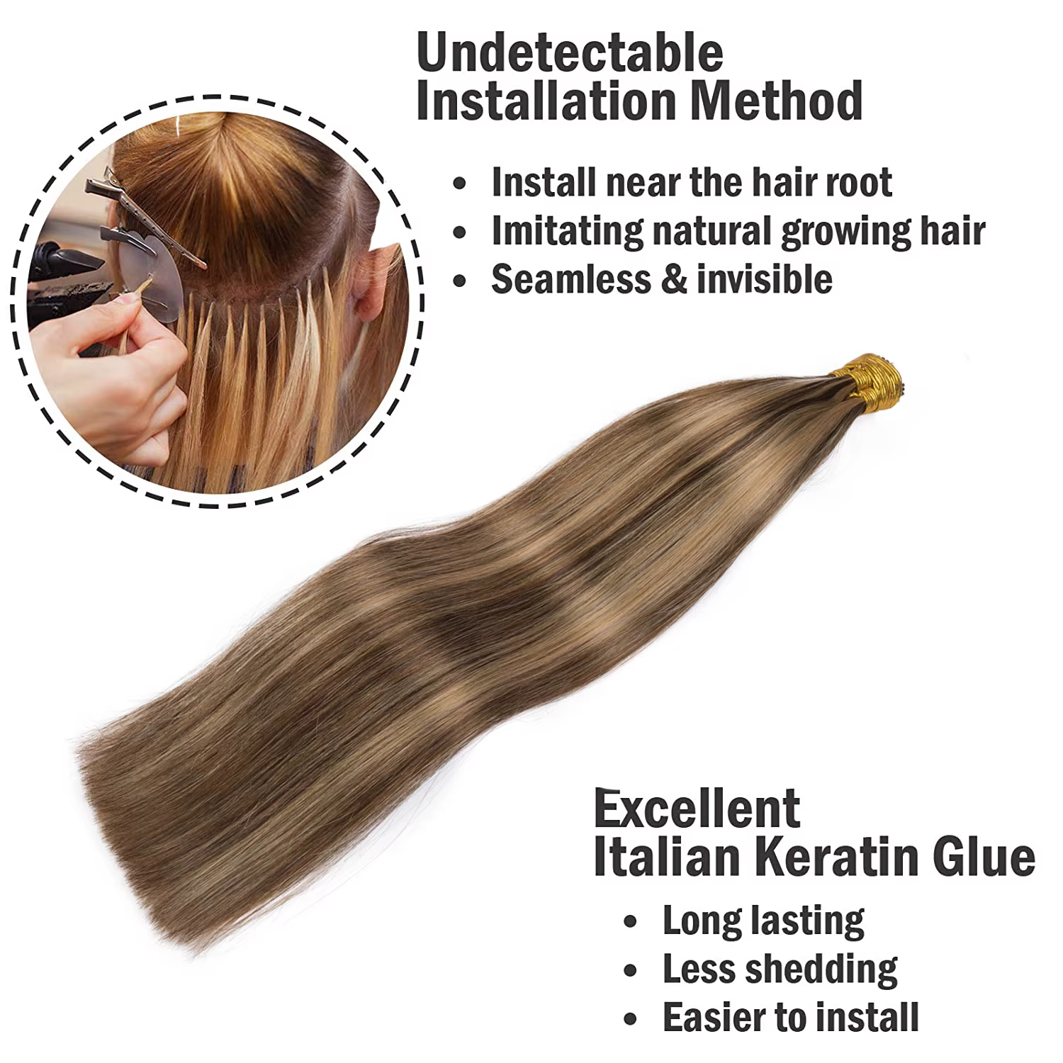 I Tip Extensions de cheveux droites