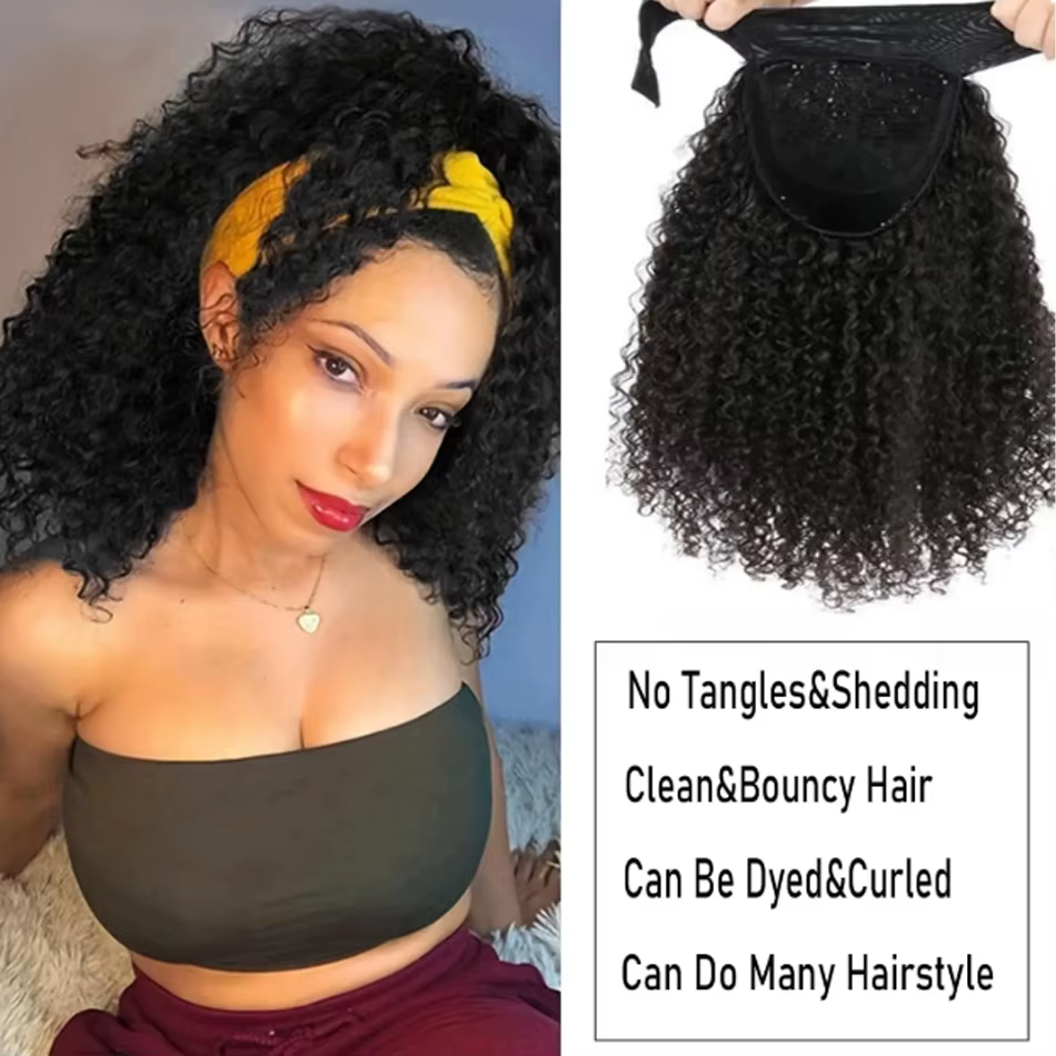 Perruque bandeau en cheveux humains