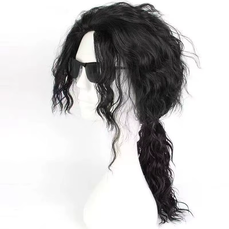 Perruque de cosplay Michael Jackson, tenue vintage des années 80, lunettes, micro, accessoires de scène pour fête d'Halloween, unisexe