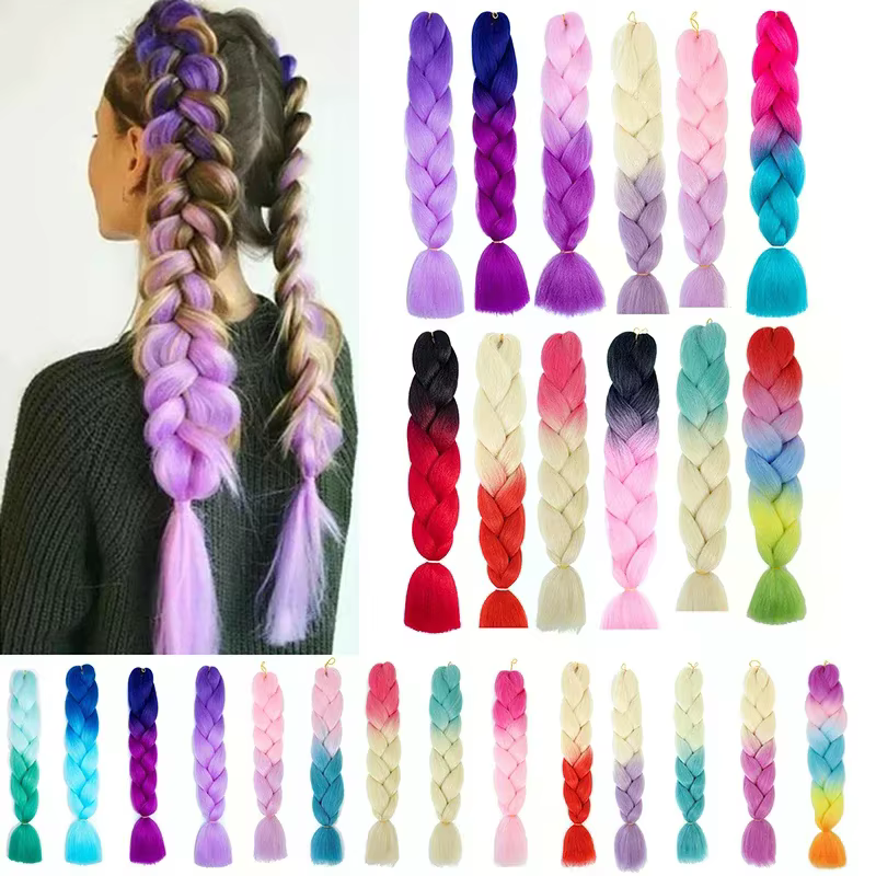 24 pouces Jumbo tresse synthétique tressage cheveux Ombre