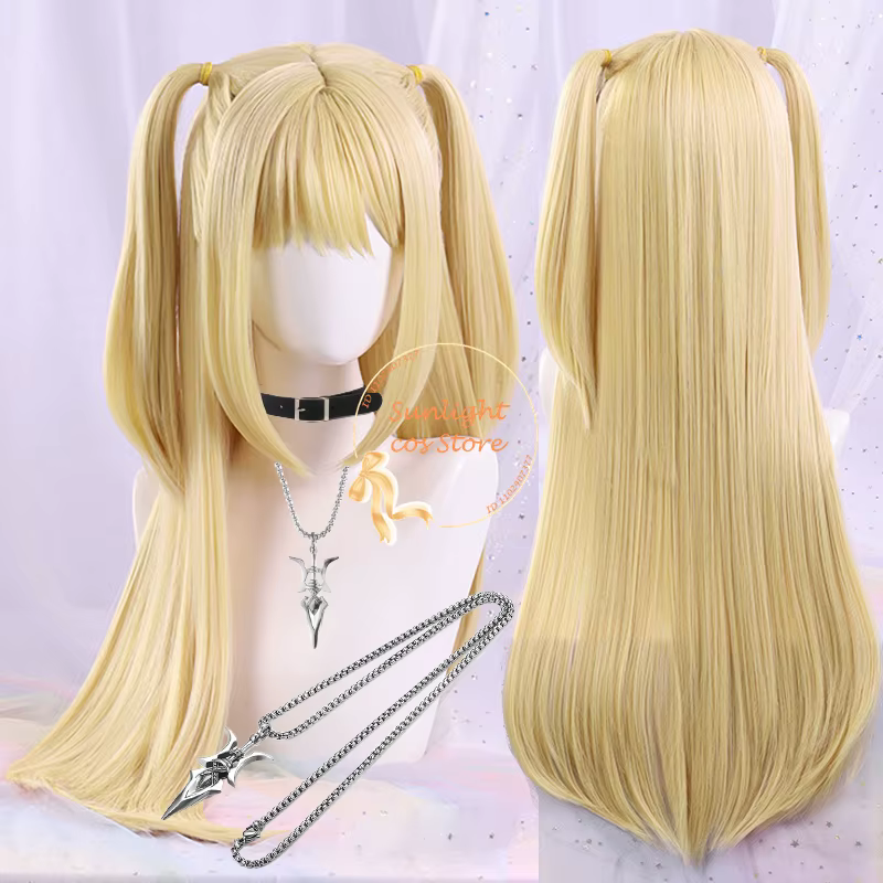 Cosplay perruque longue jaune doré femmes Misa Amane Anime