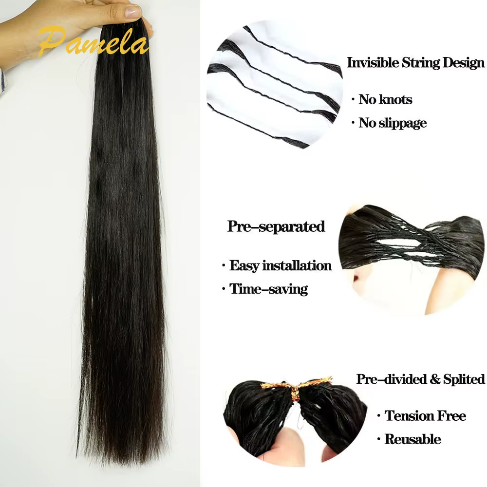 Extensions de cheveux humains au Crochet pré-séparés sans nœuds