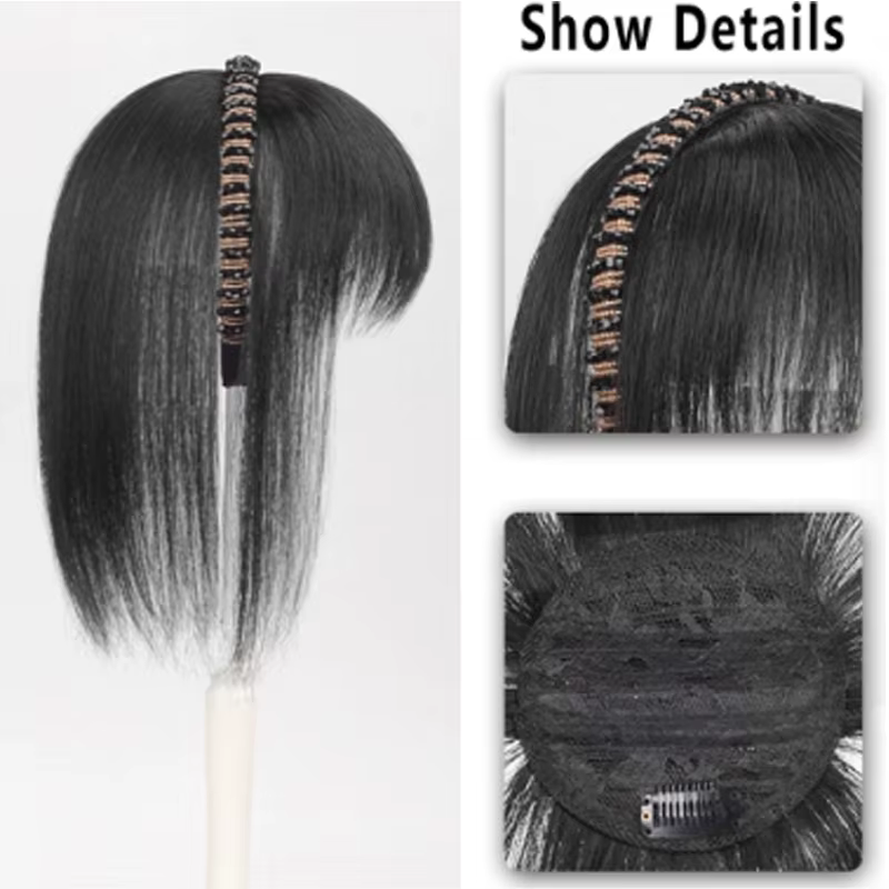 Frange synthétique à bandeau, postiche en une seule pièce, courte et droite, extension de cheveux, faux franges pour femmes, accessoire capillaire
