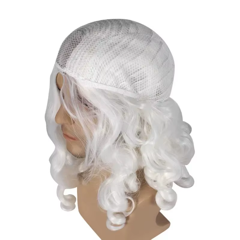 Perruque synthétique blanche avec barbe du père noël
