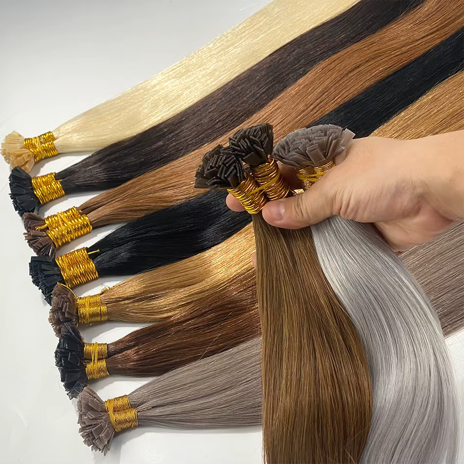 KerBrian-Extensions de cheveux à pointe plate pré-collées