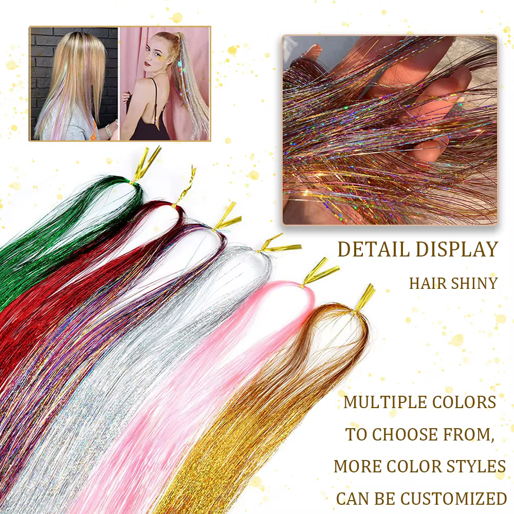 Extensions de cheveux synthétiques scintillantes 93/120 cm
